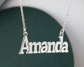 Custom necklace, name necklace, Amanda, Valentines day, Silver necklace, personlized necklace,