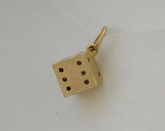 14k Yellow Gold Vintage Dice Pendant/Charm
