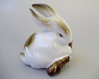 Vintage Hungarian Zsolnay porcelain animal figurine ,bunny,handpainted,stamped