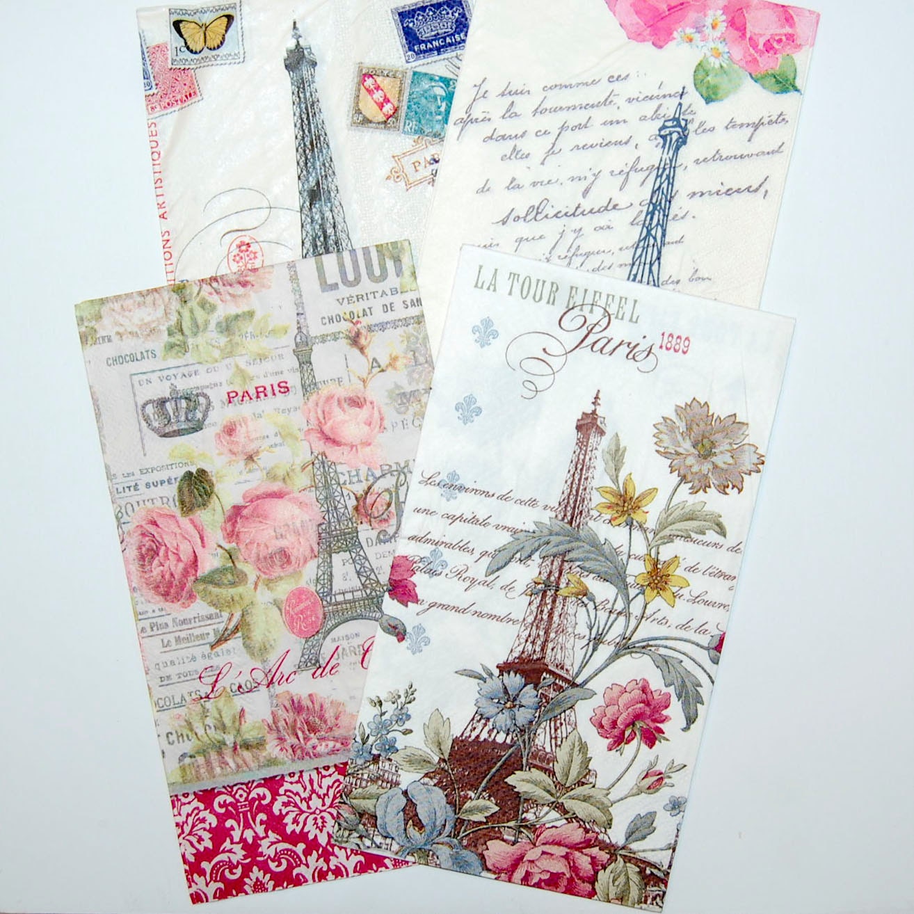 Eiffel Tower Paris Decoupage Napkin Set 4 Scenic 4 Paper 0516