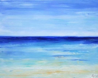 Ocean art Abstract beach painting Beach painting Beach art Ocean abstract painting Seascape painting Oil painting by Alina Jelvez 18x24"