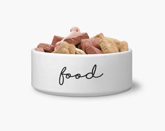 Simple Text Food and Water Ceramic Pet Bowl - Personalized Dog Bowl - Ceramic Pet Bowl - Personalized Bowl - Monogrammed Bowl - Dog Bowl