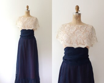 Victor Costa dress / lace evening dress / Night Bloom dress