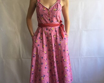 Vintage Pink with Baloons Print Midi Tank Dress