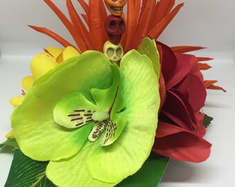 Tropical Orchid Skull Hair Flower