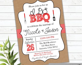 I Do BBQ Wedding Shower Invitation, Couples Shower, Wedding Barbecue, BBQ Shower, Bridal Shower, Rustic, Country, Coed, Printed, Digital