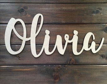 Word or Name Sign, Script, Door, Wall, Child, Baby, Nursery, Home Decor, Wall Decor, Custom, Personalized, Cursive, Block Letter