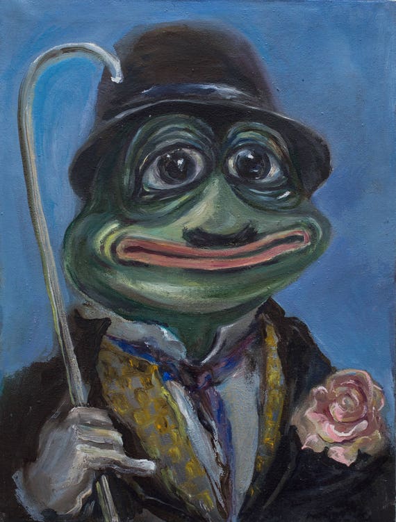  Pepe  the Frog  Charlie Chaplin by Pepelangelo oil on canvas