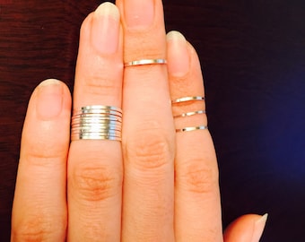 Silver knuckle rings, midi ring