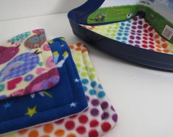 Grab Bag Litter Pan Pad | Litter Absorbent Mat | Guinea Pig Corner Litter Pan | Fleece Cage liners | Fleece Bedding | Washable, Reusable