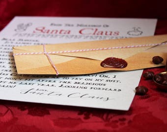 Personalized Santa Letter - Printed and Shipped - Letter From Santa - Custom Message - Elf Letter - Wax - Glitter - SHIPPING INCLUDED