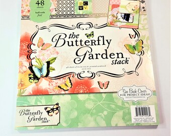 The Butterfly Garden Scrapbook Paper Pad by DCWV 48 Sheets