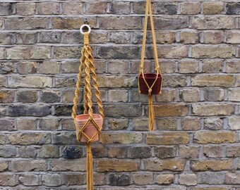 Mustard Macrame Plant Hanger | Hanging Planter | Knotted Plant Hanger | Pot Hanger | Vintage Macrame 70s Style