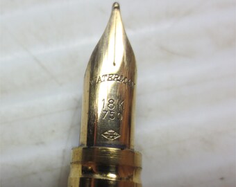 Vintage Waterman 18K Solid Gold Nib Silver Tone Fountain Pen