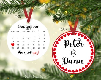 She Said Yes, Engagement Gift, Personalized Engagement Ornament, Engaged Ornament, Engaged Couple Gift, First Christmas Engaged Gift