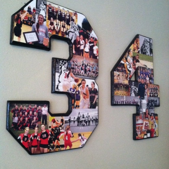 Jersey number photo collage. Seniors sports lovers senior