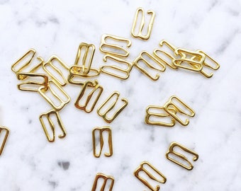 4 pieces – 12mm – of Gold plated bra hooks – for bra and swimwear making