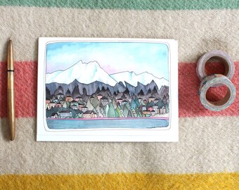 Olympic Mountains - Greeting Card - Blank Card - Northwest Art Card - Olympic Mountain Card - Greeting Card - Olympic Mountains Card