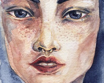 Portrait of the girl with indigo hair
