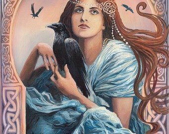 Goddess Art Mórríghan Celtic Witch Art Nouveau ACEO Mini Print Altar Art