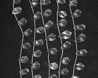 Quartz, Crystal Quartz, Faceted Briolette, Faceted Twist Drop, Semi Precious, Gemstone Bead, Graduated Strand, 12-20 mm, AdrianasBeads