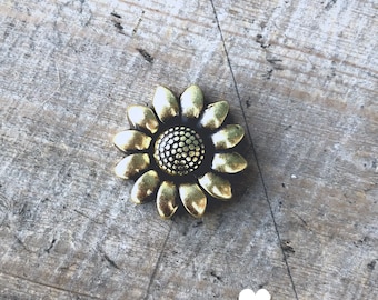 Brass 10 mm Sunflower Magnetic Clasp - DIY Jewelry