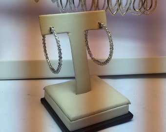 14k white gold diamond hoop earrings 2.18ct total weight