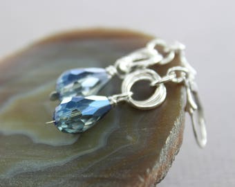 Sterling silver drop dangle sterling silver earrings with AB gray crystals - Crystal earrings - Drop earrings - Dangle earrings, ER053
