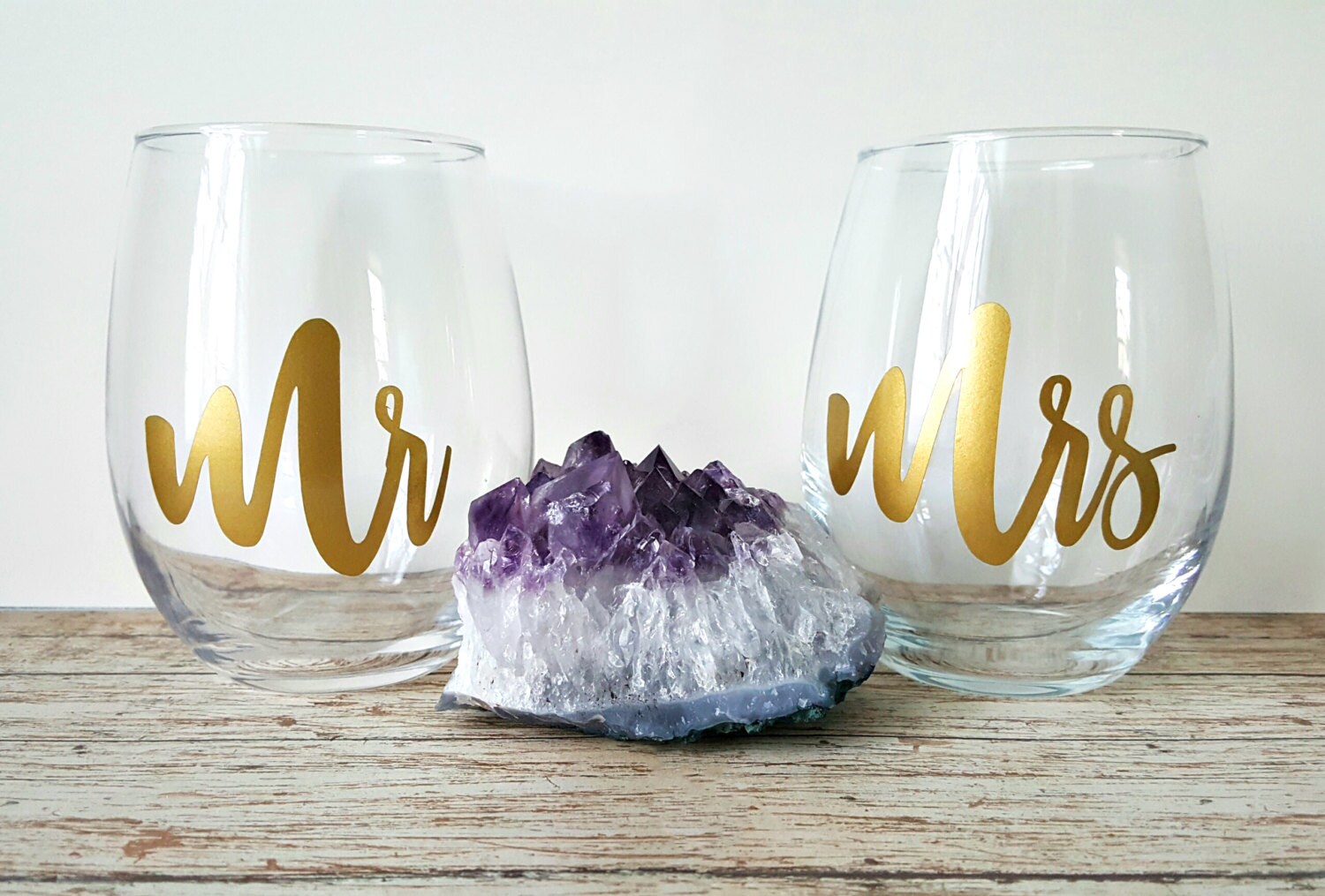 Mr and Mrs Stemless Wine Glasses Mr and Mrs Wine Glasses Mr