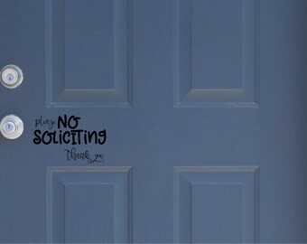 No Soliciting door decal// No Soliciting Front door decal// door decal// no soliciting// decal vinyl// decal door// decor door sticker