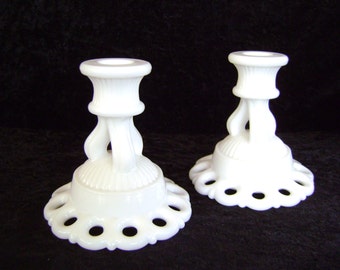 Milk Glass Candleholders