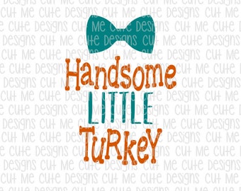 SVG DXF PNG cut file cricut silhouette cameo scrap booking Handsome Little Turkey Bowtie Thanksgiving