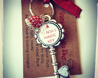 Magic Santa's Key Charm Key Ring - Can Be Personalised With Childs Name