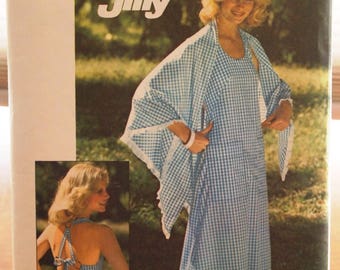 Simplicity Misses Jiffy Halter Dress & Shawl 7496 Vintage Pattern 70s