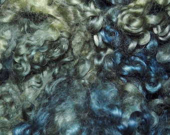 Cotswold Wool Locks, Locks for Spinning, Felting, Baby Photo Props, Blythe Reroot, Curly Doll Hair, Hand Dyed Shades of Desert Sage 1 oz.