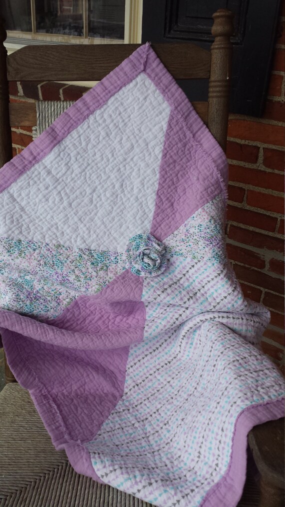 Double Gauze Baby Quilt Lavender Baby Quilt Baby Blanket