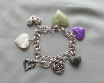 Artisan Heart Charm Silver Plated Bracelet