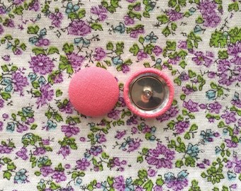 Pink Button Earrings / Handmade Gifts / Wholesale Jewelry / Trendy / Solid Colored / Manhattan Hippy / Made in the USA / Hypoallergenic Ear