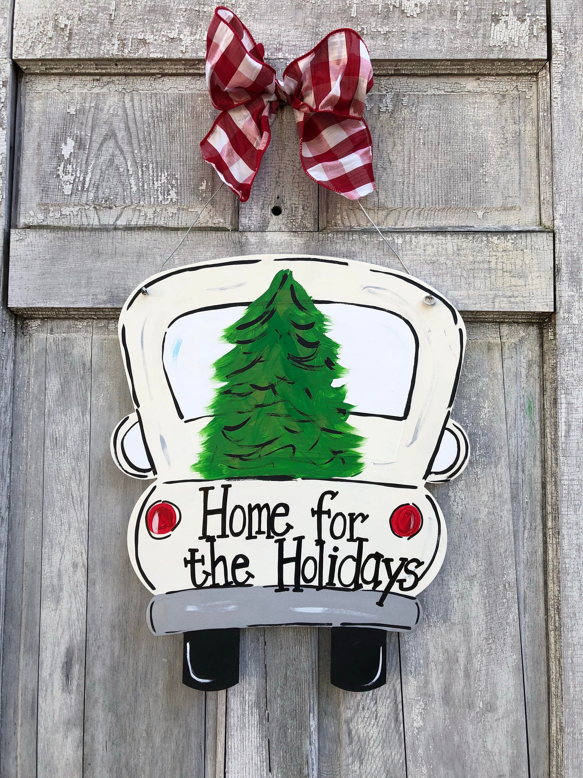 Christmas door hanger red truck door hanger new door hanger