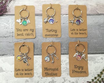 Sea Life Keyring, Mermaid Keyring, Starfish Keyring, Turtle Keyring, Fish Keyring, Dolphin Keyring, Seahorse Keyring, Ocean Jewellery