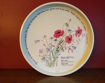 Vintage Webb & Bower Tin Cannister, round with flowers and quotes