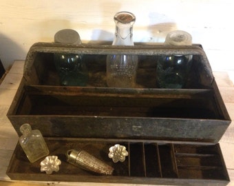 Vintage tool box, steel box, tool caddy