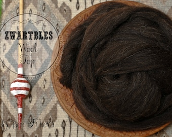 ZWARTBLES Undyed Combed Top Natural Brown Wool Roving for Spinning or Felting 4 oz