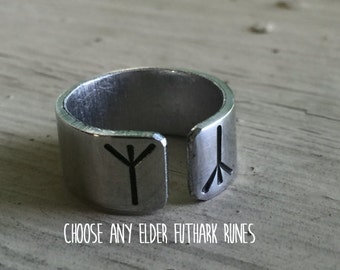 Norse Rune Ring - Viking Jewelry - Silver Rune Ring - Viking Rune Jewelry - Viking Ring Men Women - Custom Runes