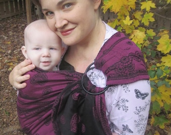 Ring Sling, Baby Carrier, Romantic Lace Lenny Lamb WCRS Wrap Conversion Ring sling -Gathered LEFT shoulder - DVD included
