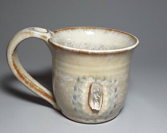 Crystal-embedded hand-thrown stoneware mug
