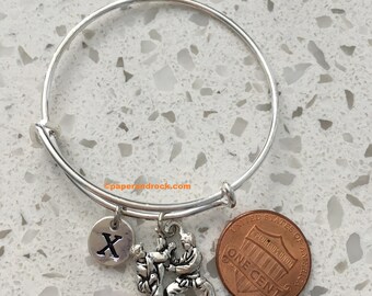 Karate Initial Bangle, Tae-Kwon Do, Bangle Bracelet, Kendo Jujutsu Jewelry, Martial Arts, Karate Jewelry, Tae-Kwon Do Bangle