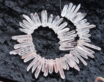 Full Strand Natural Quartz Crystal Large Points Shards Sticks Teeth Top Drilled Supply Beading Wire Wrapping 55pcs 18T81 AE