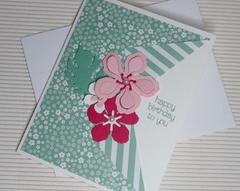 Happy birthday sunshine pastel card handmade fancy fold stamped embellished stationery greeting home living feminine