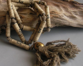 Vintage old Thai Takruts sacred holy thread prayer beads mala beads takrut buddhist meditation amulet necklace